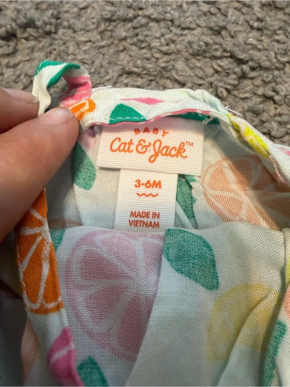 Girls Citrus Print Two-Piece Set  - White with Orange, Pink & Yellow